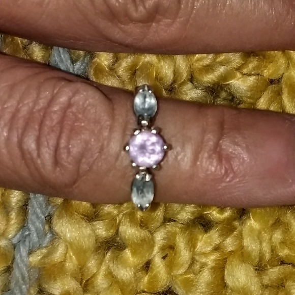 VINTAGE STERLING SILVER AMETHYST BLUE TOPAZ RING - Picture 3 of 3